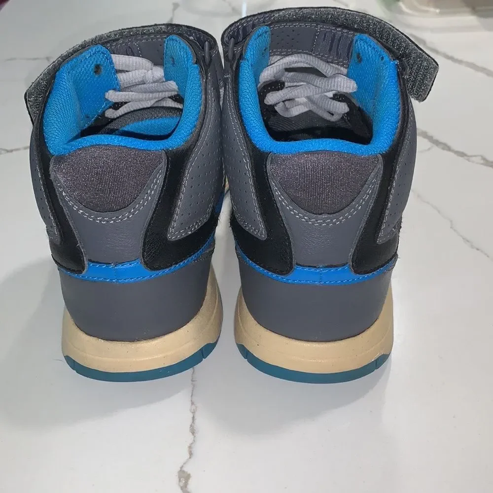 Nike Vintage Mogan Blue Black Leather Youth Mid Skate Shoes Sneakers Size 6.5Y